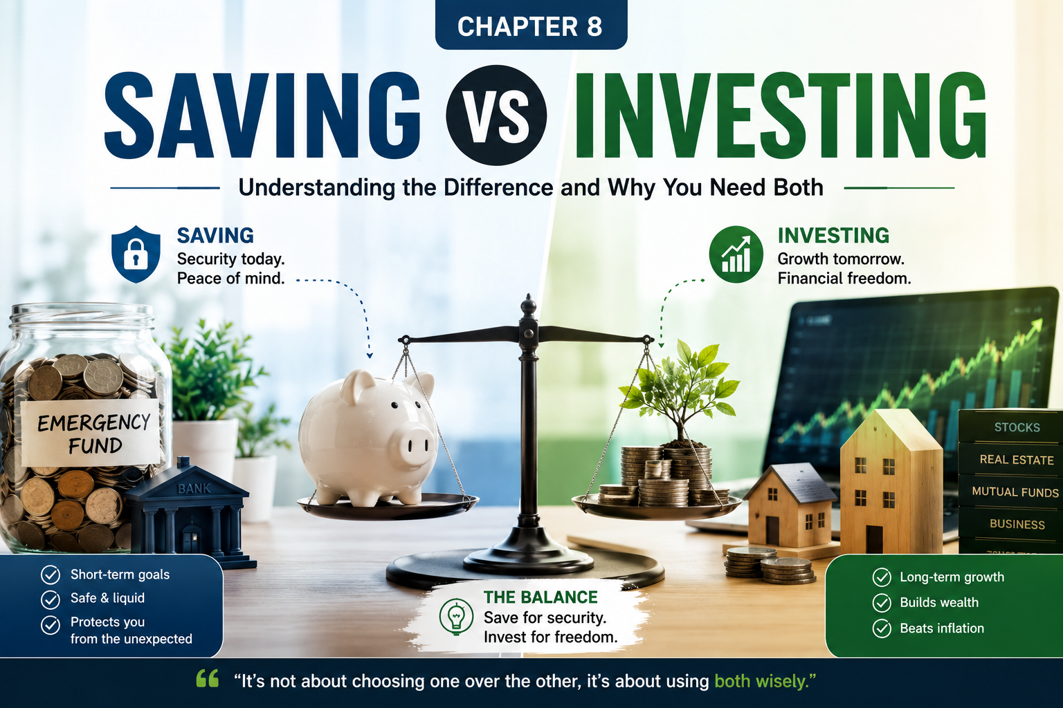 Chapter 8: Saving vs Investing — Understanding the Difference and Why You Need Both